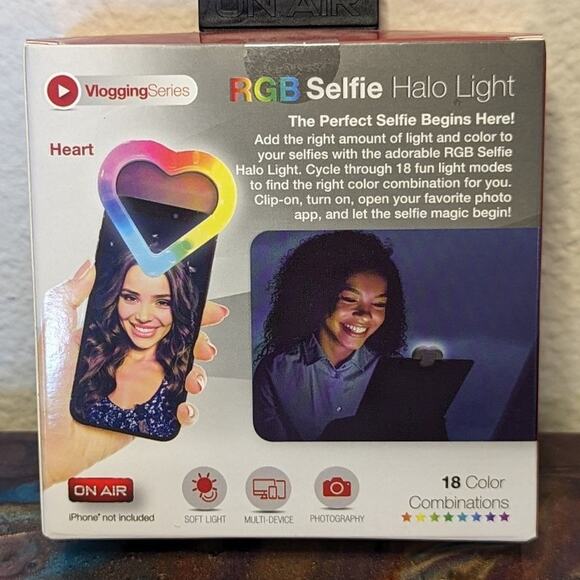 Selfie Halo Light RGB 18 color combinations heart clip-on New Sealed - Picture 4 of 5
